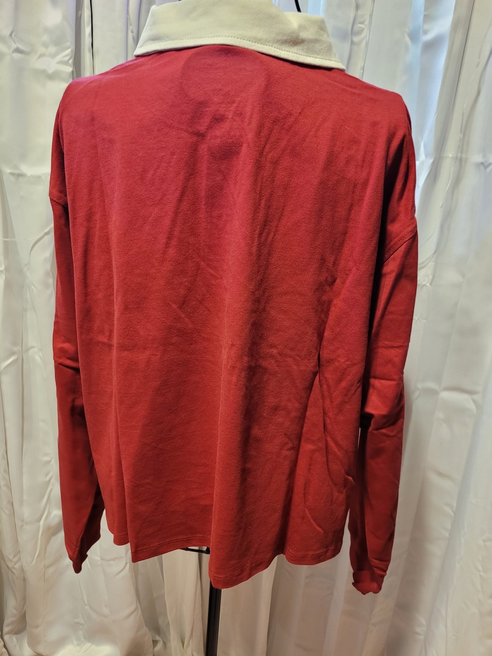Mighty Fine Red Crop Rugby Top with Pink '10' Graphic - Picture 2 of 3